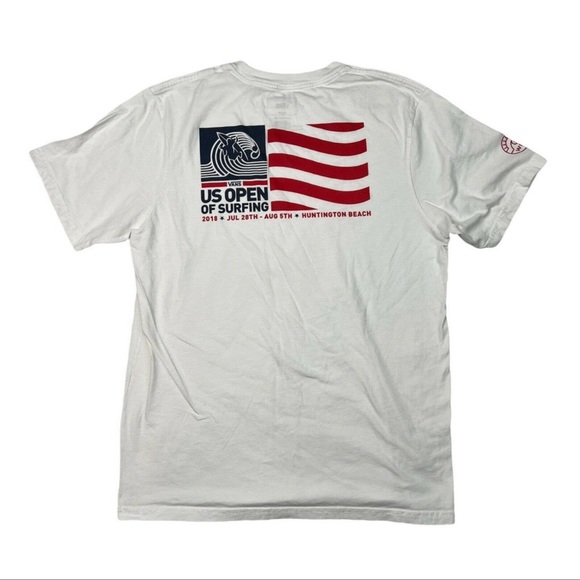 Vans US Open Surfing 2018 Huntington Beach Custom Fit T-Shirt White Y Lg S Small - Picture 2 of 5